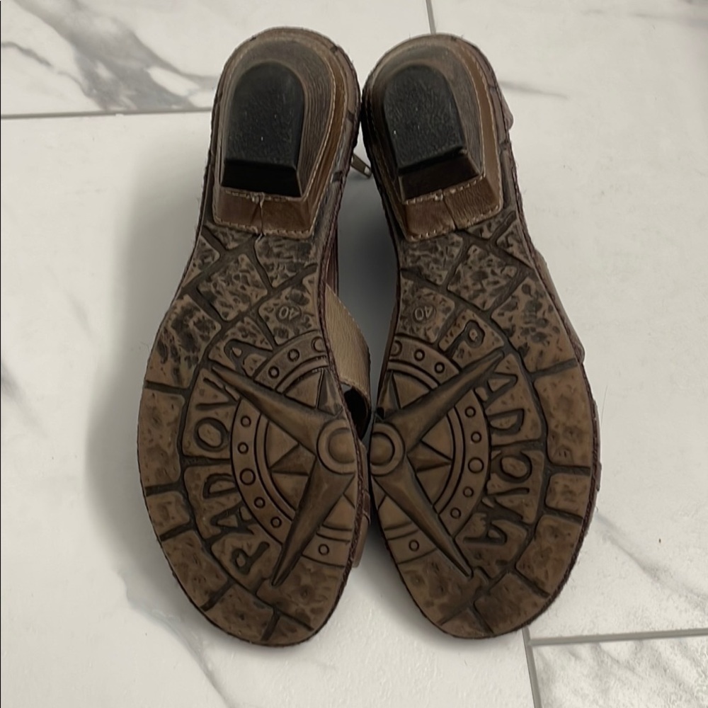 Bussola Brown/Dark Tan Leather Comfort Sandles Minimalist Design Size 40 - Picture 10 of 15